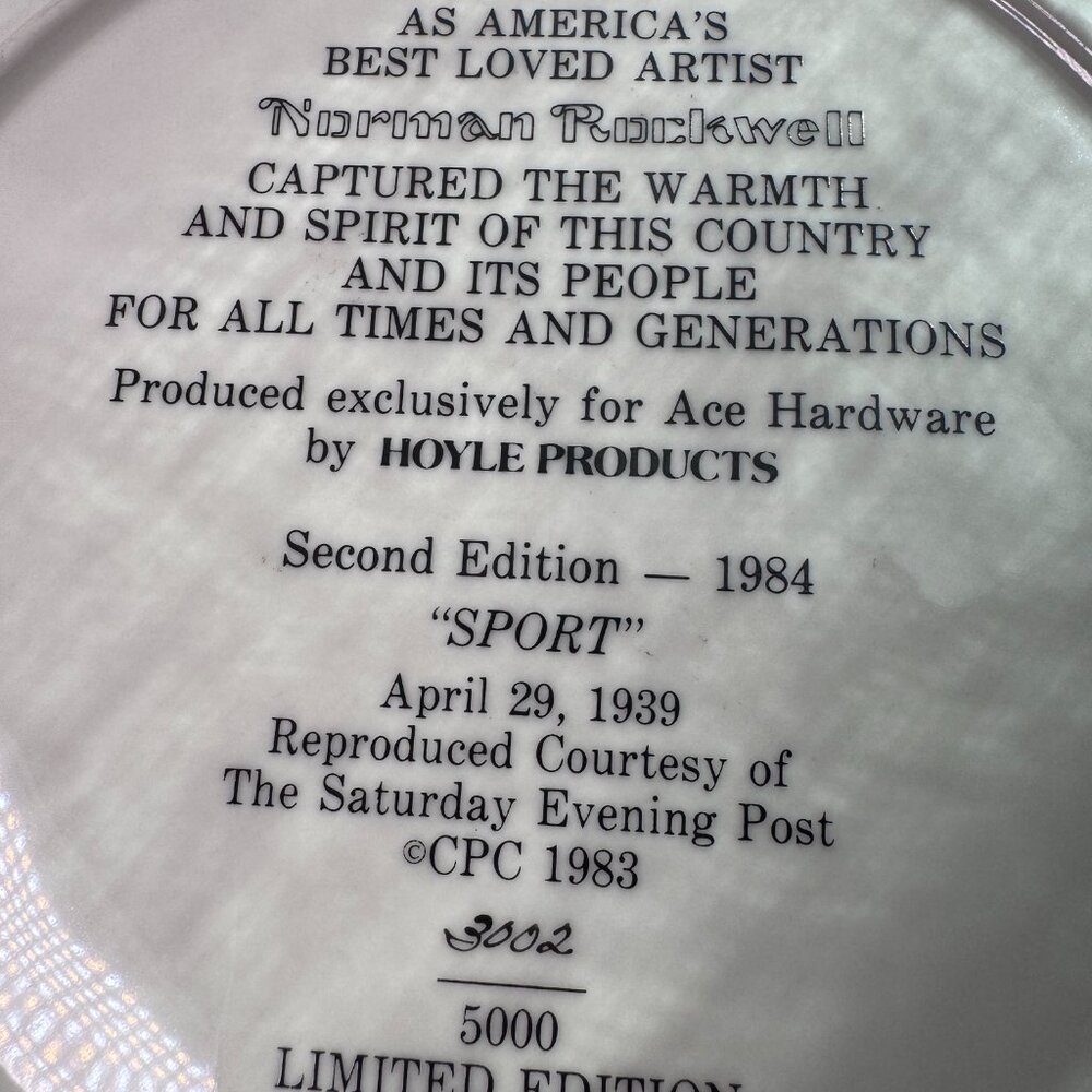 Vintage 1984 Norman Rockwell "Sport" Fishing Collector Plate by Gorham - Picture 6 of 6